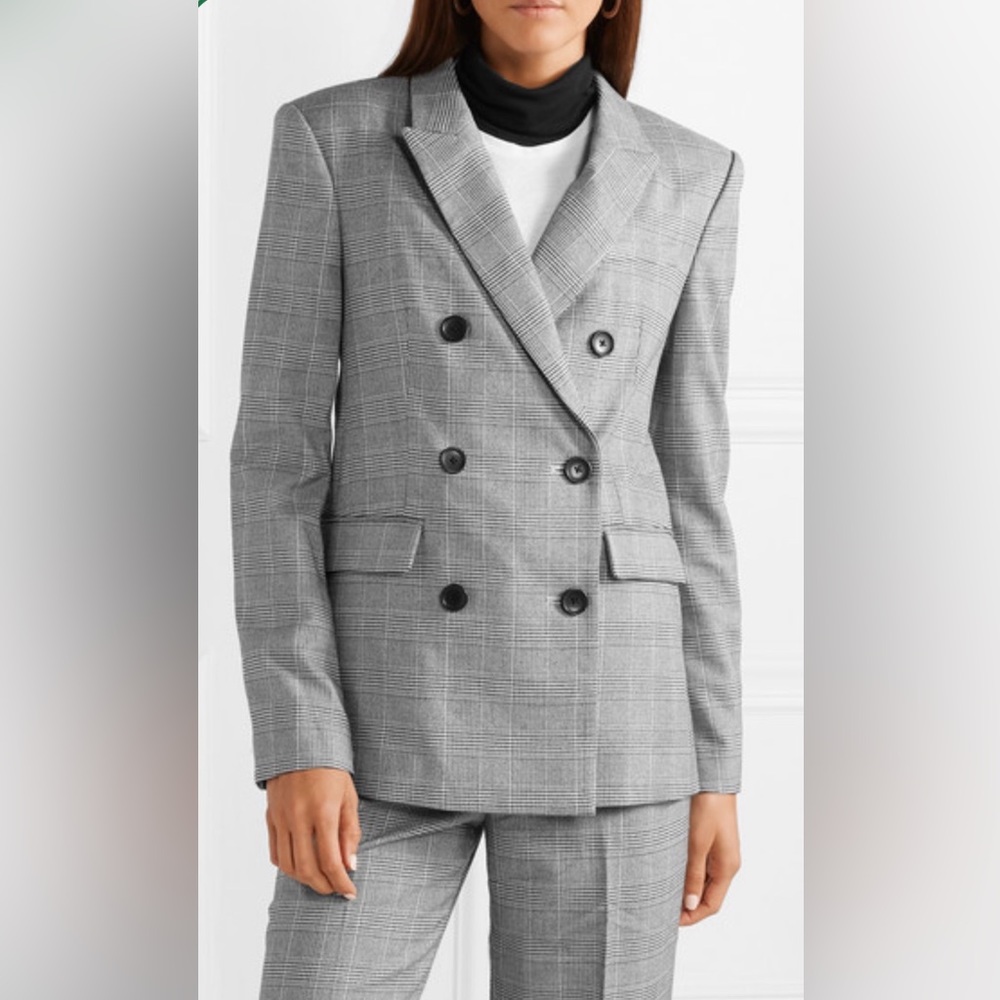 Equipment x Tabitha Simmons Hamish Blazer Gray Windowpane Double Breasted size 0